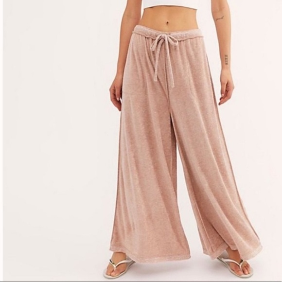Free People Pants - Free People Make it Maxi Wide Leg Pants Pink Clay